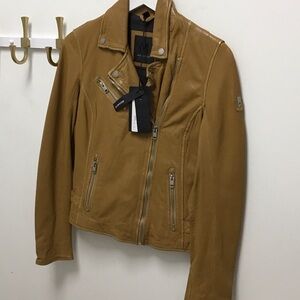 Mauritius leather honeycomb Women's Moto Jacket